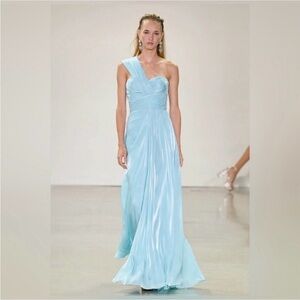 Badgley Mischka Sky Blue One-Shoulder Dress